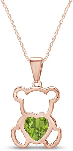Vista 23 de Collar con colgante de oso de peluche con piedra natal para mujer Simulated Alexandrite