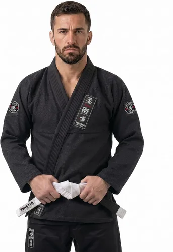 Vista 2 de Challenge 3.0 Premium Lightweight IBJJF BJJ Gi – Preshrunk Pearl Weave Jiu Jitsu Kimono with Free White Belt Negro