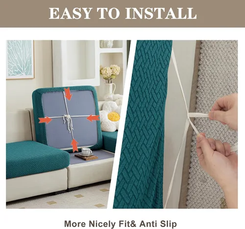 Vista 5 de Jin Le Fundas de cojín de asiento individuales superelásticas para sofá, juego de fundas de sofá, fundas de sofá gruesas de jacquard texturizado