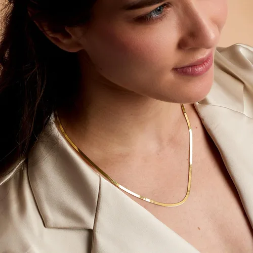 Vista 6 de Pure Collection by Ross-Simons 3mm 14kt Yellow Gold Herringbone Necklace