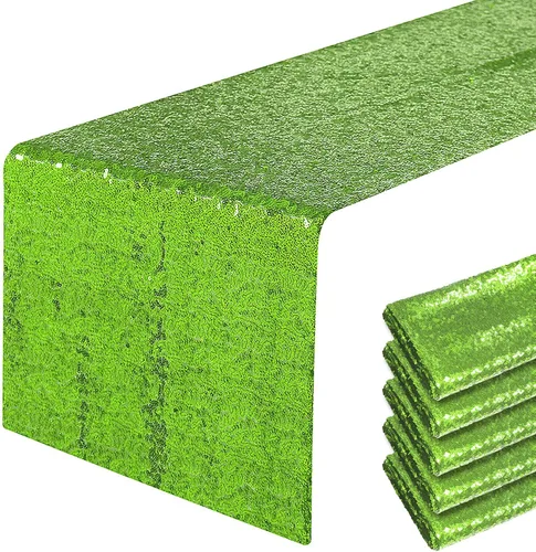 Vista 62 de Pufogu - Camino de mesa de lentejuelas brillantes de 12 x 72 pulgadas para fiestas de cumpleaños, decoración de bodas, despedidas de soltera