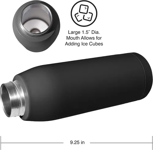 Vista 3 de OGGI Freestyle - Botella de agua aislada de acero inoxidable, doble pared aislada al vacío, termo de viaje, 23 onzas (23.0 fl oz), color negro