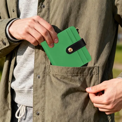Vista 7 de Irish Green Slim Wallet for Women RFID Blocking Bifold Card Holder with Zipper Coin Pocket, ID Window
