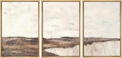 Vista 70 de SIGNWIN Lienzo enmarcado para pared, juego de arte de acuarela pastel, paisaje marrón, naturaleza, naturaleza salvaje, ilustraciones modernas, arte