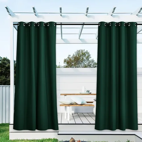 Vista 150 de NICETOWN Cortina para Exteriores para Patio Impermeable de 84 Pulgadas de Ancho, Aislamiento Térmico con Ojales Antioxidantes Bloqueo UV Cortina