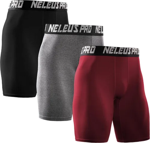 Vista 12 de NELEUS Paquete de 3 pantalones cortos de compresión para hombre