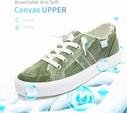 Vista 3 de Obtaom Play Tenis de lona para mujer, sin cordones, a la moda, blanco desgastado y estampado de leopardo
