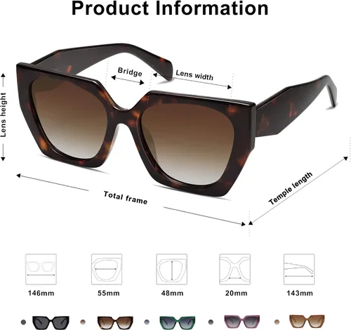Vista 4 de SOJOS Retro Polarized Oversized Sunglasses Womens Big Square Vintage Designer Sunnies SJ2205