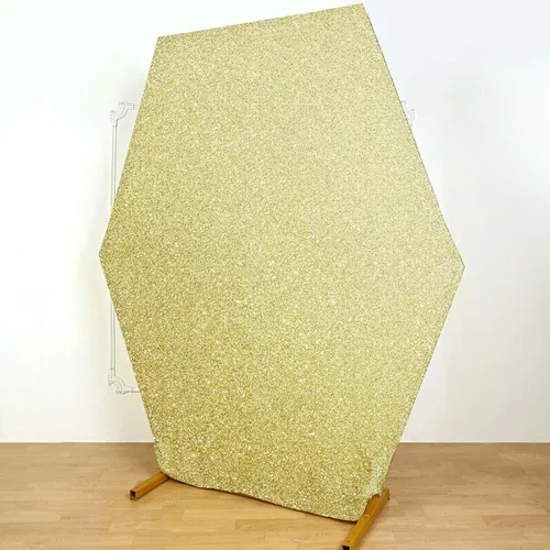 Vista 2 de Efavormart - Cubierta de fondo hexagonal de elastano de 2 lados color champán de 8 x 7 pies
