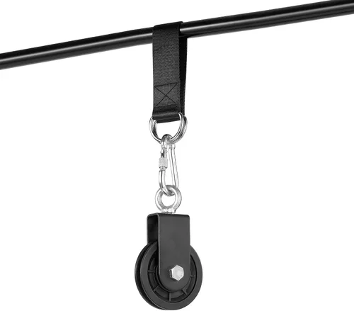 Vista 2 de Polea de cable de 3.54 pulgadas, rueda de tracción de rotación de 360 grados con mosquetón y correa, silencio suave desmontable para sistema