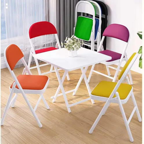 Vista 3 de Folding Chairs Silla de escritorio acolchada de poliuretano para muebles, silla de camping, silla de descanso plegable con marco de metal