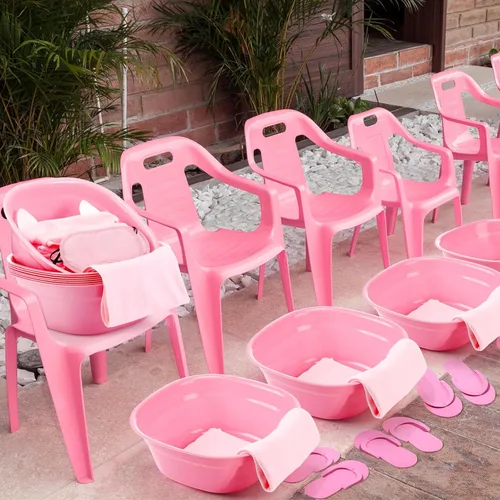 Vista 6 de Jeyiour Juego de 72 piezas de spa de pies para niñas, incluye bañera de pies, lavabo, toallas de mano y kit de accesorios para fiesta