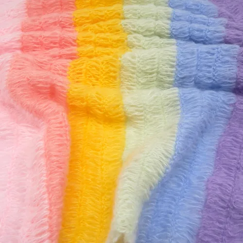 Vista 5 de Coberllus Accesorios de fotografía para bebé recién nacido, manta de mohair para niño y niña, arco iris, larga ondulación, para sesión de fotos