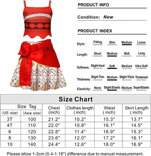 Vista 6 de WonderBabe Disfraz de princesa para niñas, conjunto de falda con borlas, para cumpleaños y Halloween, de dos piezas