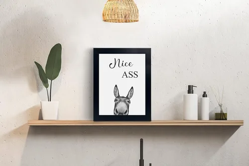 Vista 2 de Decoración de habitación de asno con estampados de animales, bonito cartel de citas de culo en el baño, decoración divertida para el baño, carteles