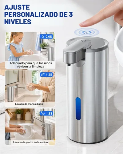 Vista 2 de Fantictas Dispensador automático de jabón sin contacto, acero inoxidable