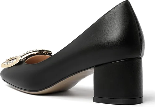 Vista 7 de MERRORI Zapatos de tacón bajo y grueso con punta cuadrada mate para mujer, de 2 pulgadas