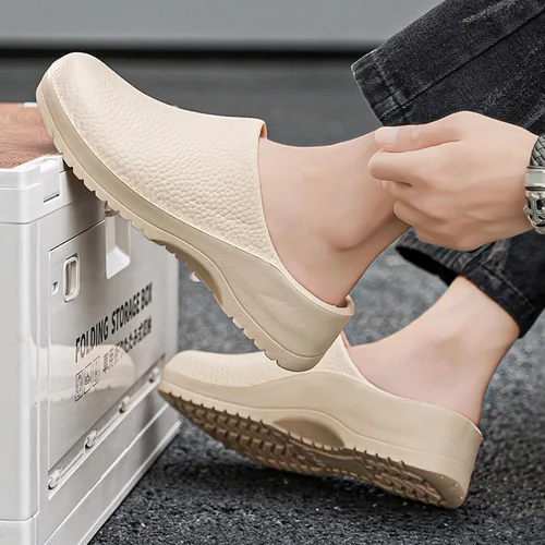 Vista 7 de ihinzry Zuecos de chef profesional, antideslizantes, impermeables, zapatos de trabajo para enfermeras, personal de cocina con soporte de arco