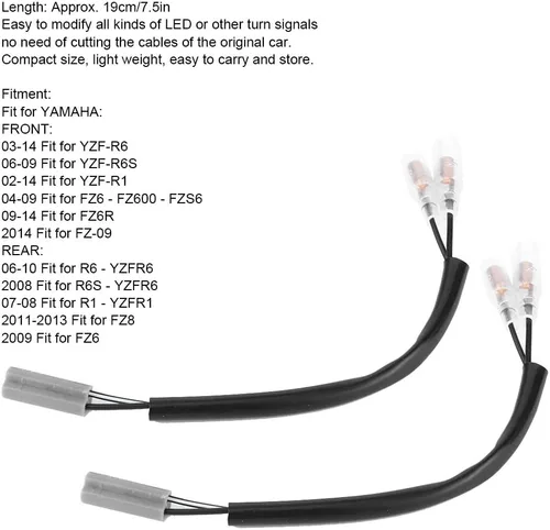 Vista 4 de Adaptador de cableado de giro, 7.5 in/7.5 pulgadas Adaptador de cableado de motocicleta Reemplazo de enchufe de 2 pines Conector de enchufe de cable
