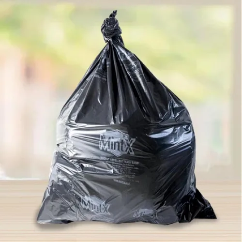 Vista 2 de Mint-X Bolsas de basura repelentes de roedores, 1.3 mil, sello plano, 46 pulgadas de alto x 33 pulgadas de largo, color negro (paquete de 100)