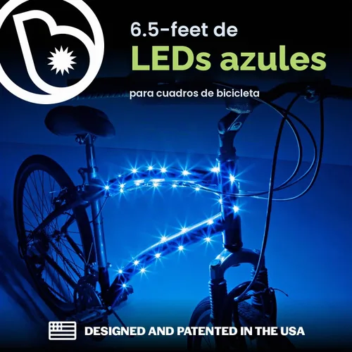 Vista 2 de Brightz CosmicBrightz - Cuerda de luz LED para marco de bicicleta, cuerda de 6.5 pies, funciona con pilas con interruptor de encendido/apagado, Azul