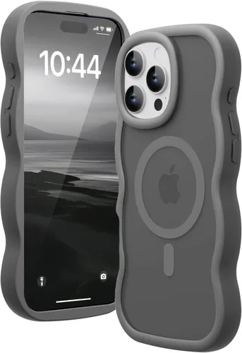 Vista 94 de Magsafe - Funda magnética para iPhone 12 Pro Max, compatible con Magsafe con marco ondulado, translúcido, mate, parte trasera dura, de silicona, a