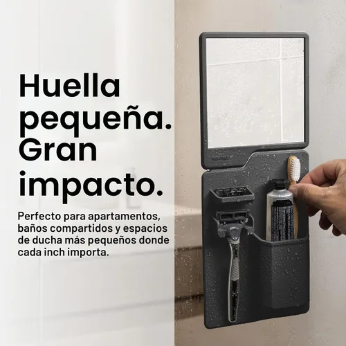 Vista 9 de TOOLETRIES Harvey & Oliver, Shower Organizer & Shaving Mirror - Charcoal