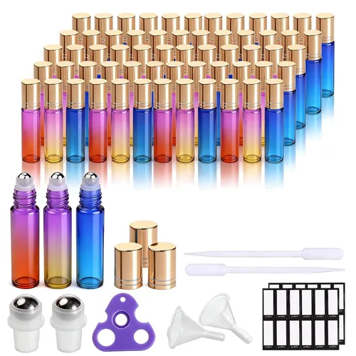 Vista 13 de PrettyCare 6 piezas, botellas roll-on de 10 ml para aceites esenciales con bola de rodillo de acero inoxidable - Botellas rellenables a prueba