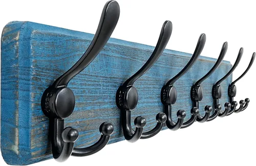 Vista 22 de Dseap Perchero de Pared Montado - 5 Ganchos Triangulares, Resistente, Perchero de Pared de Madera para Abriggos, Sombreros, Chaquetas, Ropa, Negro