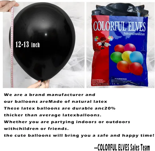 Vista 2 de 100 globos metálicos cromados negros de látex de 12 pulgadas, globos gruesos brillantes para decoración de fiestas