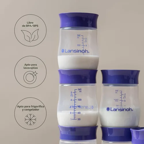 Vista 7 de Lansinoh Biberones de Almacenamiento de Leche Materna Paquete de 4 de 5oz Sin BPA y BPS Biberones de Alimentación de Bomba a Almacenamiento