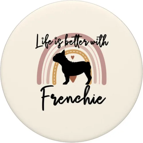 Vista 3 de Life Better Frenchie French Bulldog Rainbow - PopSockets intercambiables PopGrip