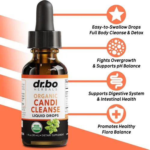 Vista 3 de Candi Cleanse Suplemento de apoyo pastillas y gotas – Aceite de orégano orgánico gotas líquido y ajenjo de nogal negro – Limpiador intestinal oral