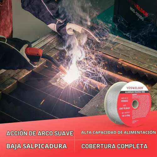 Vista 2 de YESWELDER Alambre de soldadura de aluminio de silicio, ER4043 1lb .030
