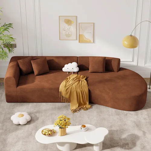 Vista 10 de Sofá modular modular de 126 pulgadas, moderno sofá curvado de nube con asiento profundo, sofás tapizados de gran tamaño para sala de estar, no Beige