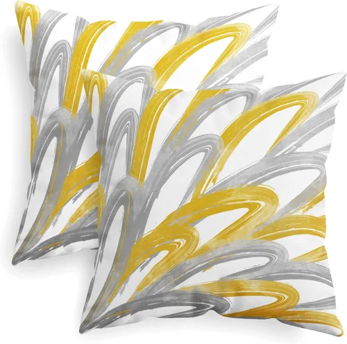 Vista 8 de CaliTime Juego de 2 fundas de almohada decorativas de vellón de dos tonos con plumas abstractas para sofá, cama, decoración de casa rural, 16 x 16