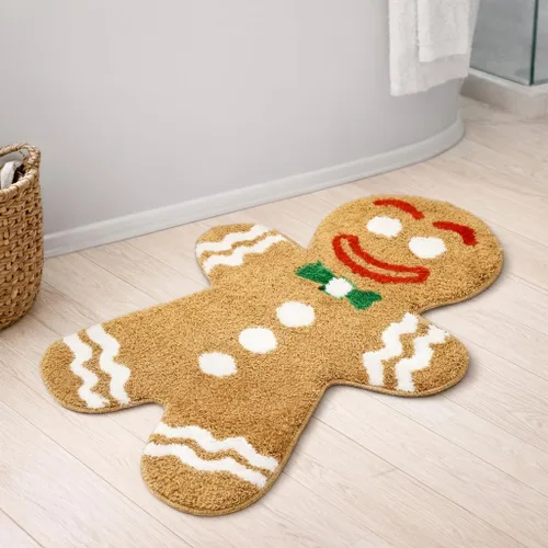Vista 3 de Bonita alfombra de baño de hombre de jengibre de dibujos animados, divertida alfombra de baño, suave, absorbente, antideslizante, lavable a máquina