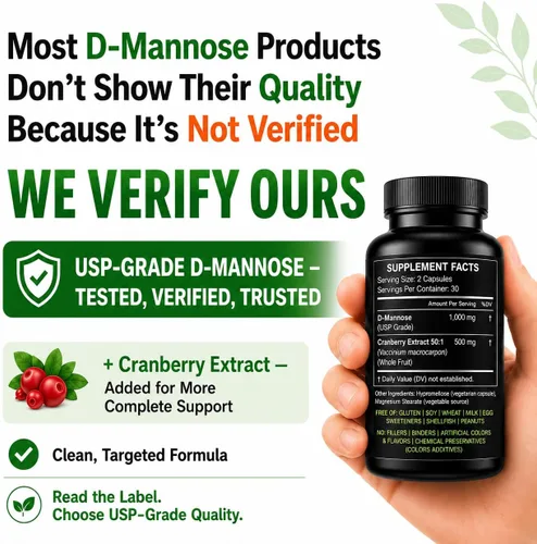 Vista 3 de HCL HERBAL CODE LABS Cápsulas de D-manosa con extracto de arándano de 1500 mg - Suplemento D-manosa de grado USP de alta potencia con polvo