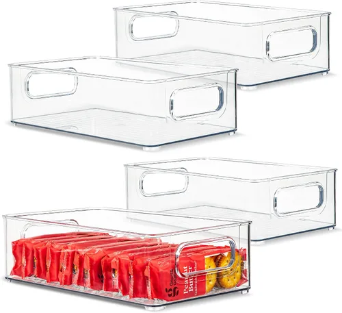 Vista 49 de Contenedor de plástico transparente para almacenamiento de alimentos con asas para organizar cocina, despensa, refrigerador, congelador, despensa