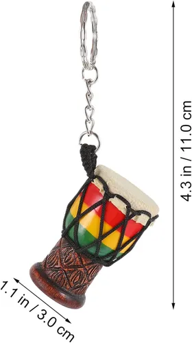 Vista 6 de NUOBESTY Llavero de tambor africano, llavero de tambor, colgante de decoración colgante, regalo de cumpleaños, instrumento musical, adorno colgante