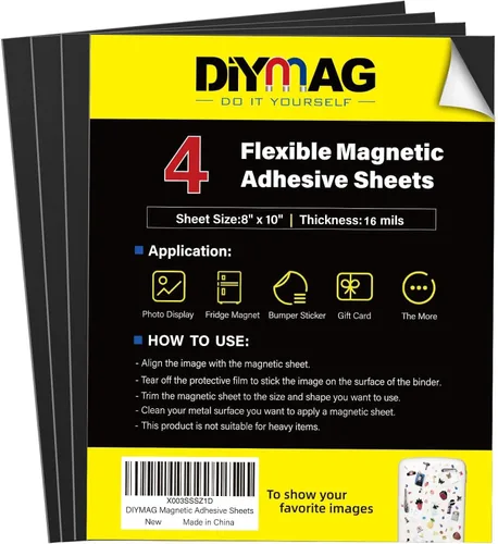 Vista 16 de DIYMAG Imanes para tarjetas de visita de 3.5 x 2 pulgadas, 45 paquetes de láminas magnéticas flexibles con adhesivo despegable y pegajoso, imán