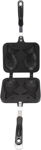 Vista 9 de Taiyaki - Molde para pasteles con forma de pez, antiadherente para hacer gofres con mango antiquemaduras, molde de doble cara para hornear