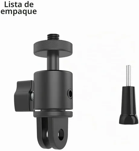 Vista 6 de Soporte de cámara de aluminio con rotación de 360 grados, montaje de adaptador ajustable de tornillo de 1/4, compatible con GoPro Hero Soporte