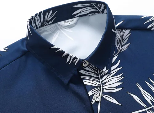 Vista 4 de SheLucki - Camisa hawaiana para hombre, unisex, estilo informal, manga corta, con botones y estampado de sombra de palmeras, para el verano