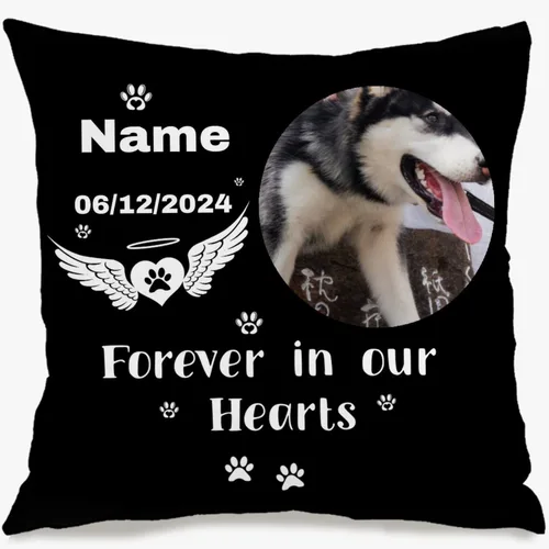 Vista 6 de Custom Pillow Case Printed with a Single Photo and Custom Text Creating a Stylish Decorative Cushion Suitable for Home use While Bringing Meaningful