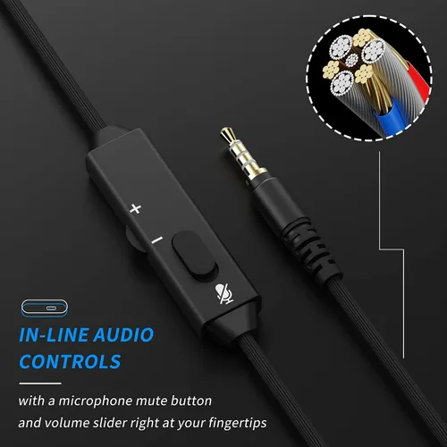 Vista 5 de BINNUNE Auriculares para juegos con micrófono para PS4 PS5 Xbox Series XS Xbox One PC Switch, auriculares con cable para gamer con micrófono