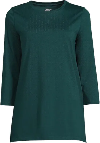Vista 5 de Lands' End Túnica alta de algodón Supima con cuello redondo y manga 34 para mujer