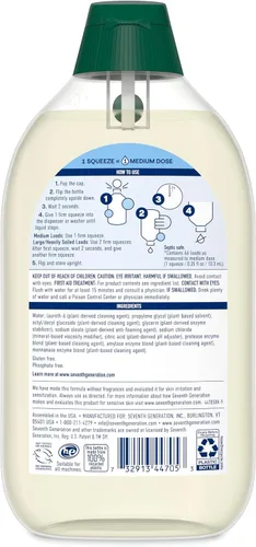 Vista 2 de Seventh Generation Detergente para ropa, ultra concentrado EasyDose, libre y transparente, 23.1 onzas líquidas (paquete de 2)