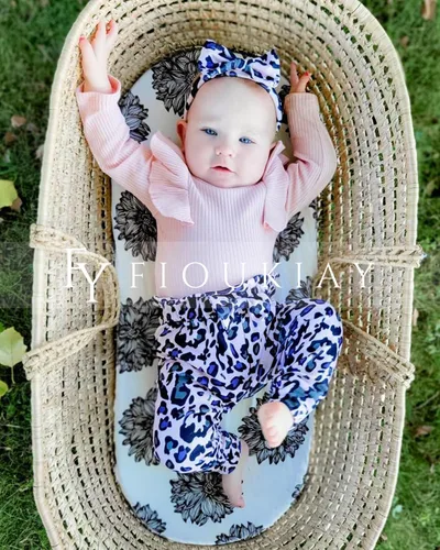 Vista 3 de fioukiay Ropa de bebé para niñas, conjuntos de mameluco acanalado para niños pequeños, conjuntos de ropa de otoño e invierno