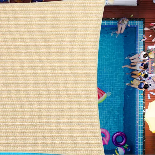 Vista 6 de Toldo rectangular de tela de refugio de 5 x 5 pies para patio al aire libre y jardín, 185 GSM, 96% de bloqueo UV, resistente, personalizado, beige